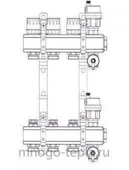 Коллекторная группа Tim (KB006) 1" ВР, 6 отводов 3/4", воздухоотводчик, сливной кран - №1