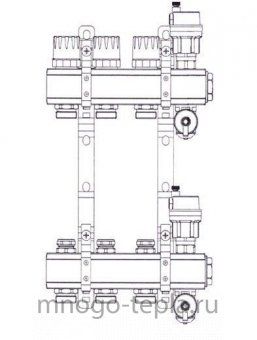 Коллекторная группа Tim (KB010) 1" ВР, 10 отводов 3/4", воздухоотводчик, сливной кран - №1