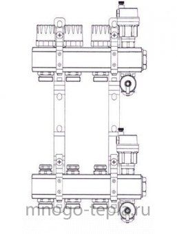 Коллекторная группа Tim (KB007) 1" ВР, 7 отводов 3/4", воздухоотводчик, сливной кран - №1