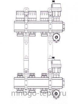 Коллекторная группа Tim (KB004) 1" ВР, 4 отвода 3/4", воздухоотводчик, сливной кран - №1