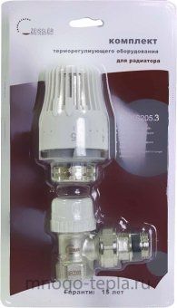 Комплект термостатический 3/4" угловой для радиатора Zeissler RVKS205.03 (клапан термостатический, термоголовка), быстрый монтаж - №1