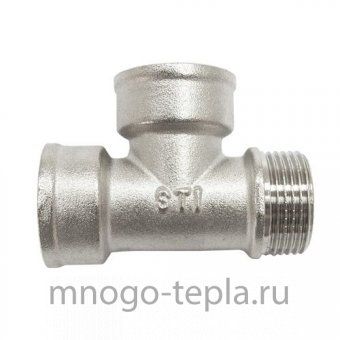 Тройник ½" В-В-Н никелированный латунный, резьбовой - №1